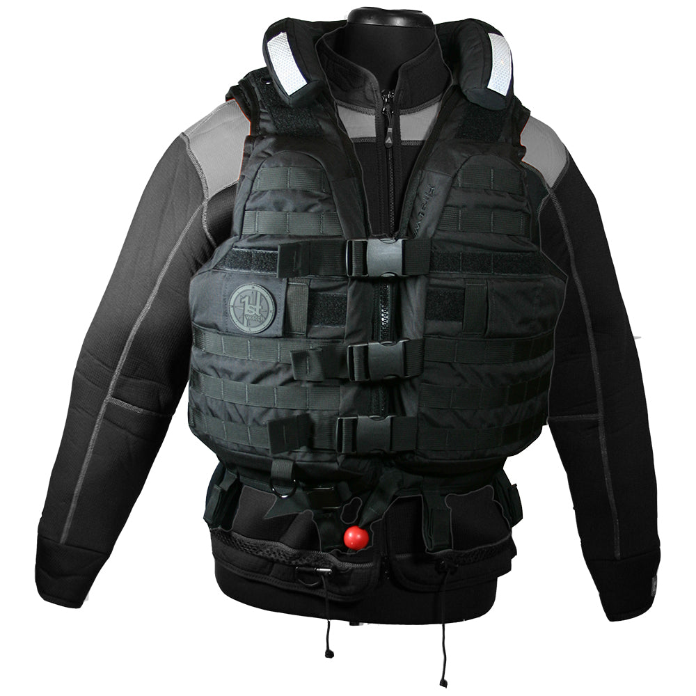 First Watch HBV-100 High Buoyancy Tactical Vest - Black - Medium to XL - Boat Gear USA