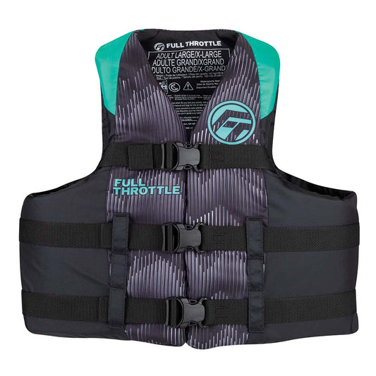 Full Throttle Adult Nylon Life Jacket - 2XL/4XL - Aqua/Black - Boat Gear USA