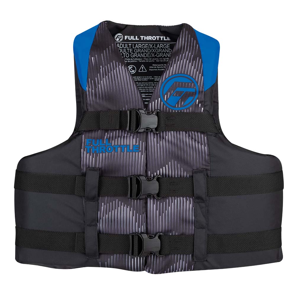 Full Throttle Adult Nylon Life Jacket - 2XL/4XL - Blue/Black - Boat Gear USA