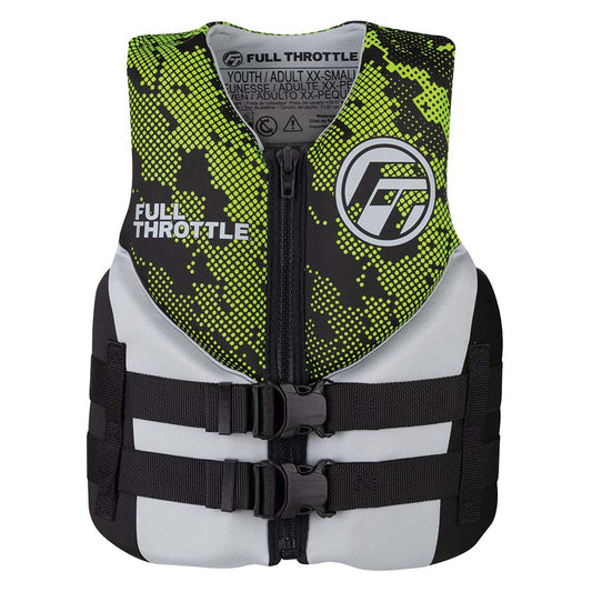 Full Throttle Junior Hinged Neoprene Life Jacket - Green - Boat Gear USA