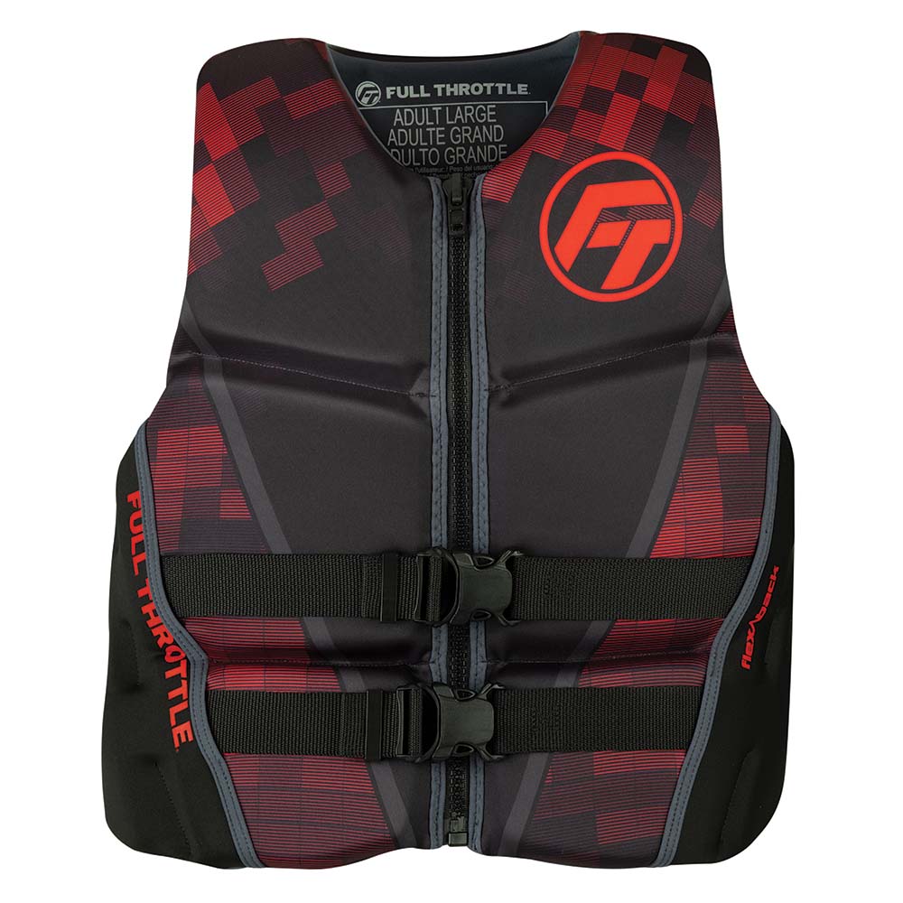 Full Throttle Men's Rapid-Dry Flex-Back Life Jacket - 2XL - Black/Red - Boat Gear USA