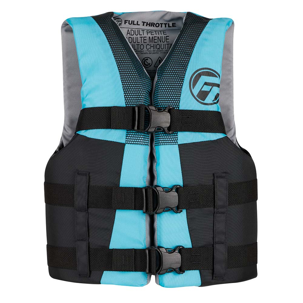 Full Throttle Teen Nylon Life Jacket - Aqua/Black - Boat Gear USA