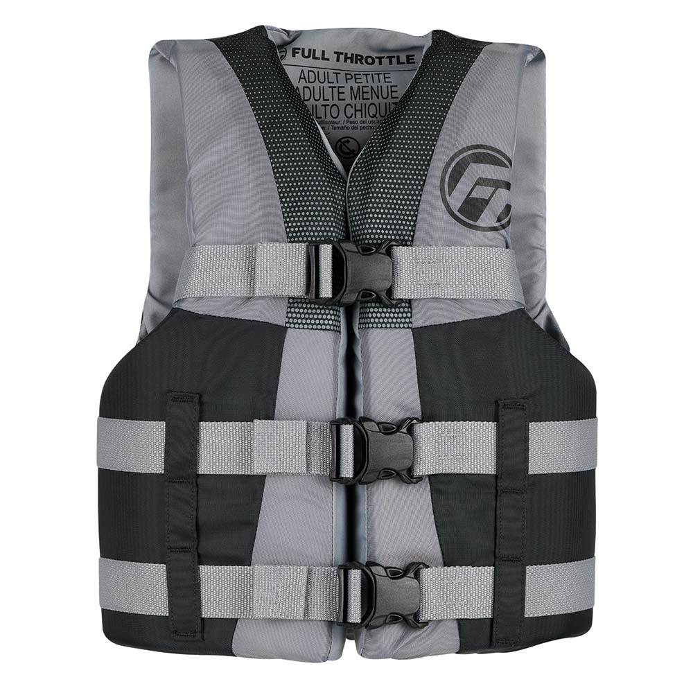 Full Throttle Teen Nylon Life Jacket - Grey/Black - Boat Gear USA