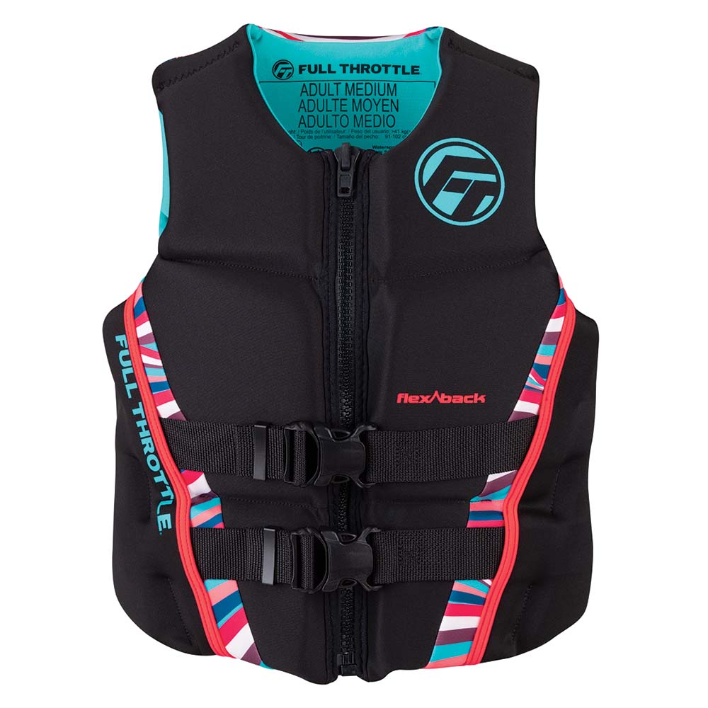 Full Throttle Women's Rapid-Dry Flex-Back Life Jacket - Women's L - Pink/Black - Boat Gear USA