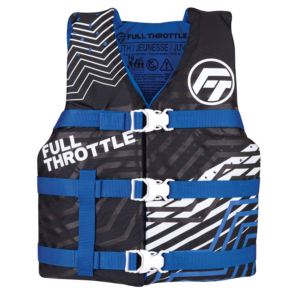 Full Throttle Youth Nylon Life Jacket - Blue/Black - Boat Gear USA