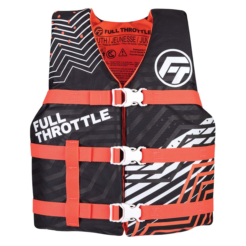 Full Throttle Youth Nylon Life Jacket - Pink/Black - Boat Gear USA