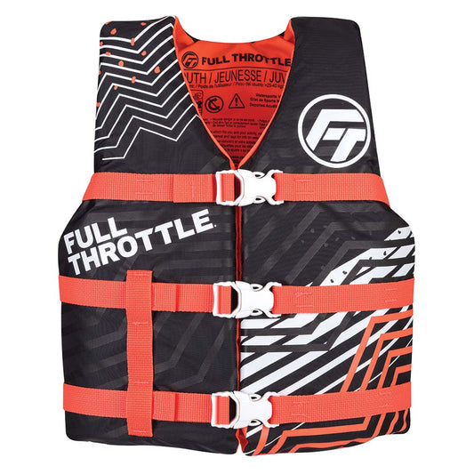 Full Throttle Youth Nylon Life Jacket - Pink/Black - Boat Gear USA