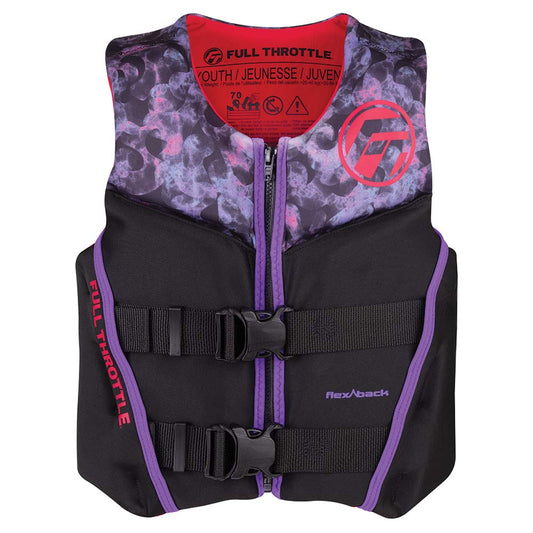 Full Throttle Youth Rapid-Dry Flex-Back Life Jacket - Pink/Black - Boat Gear USA