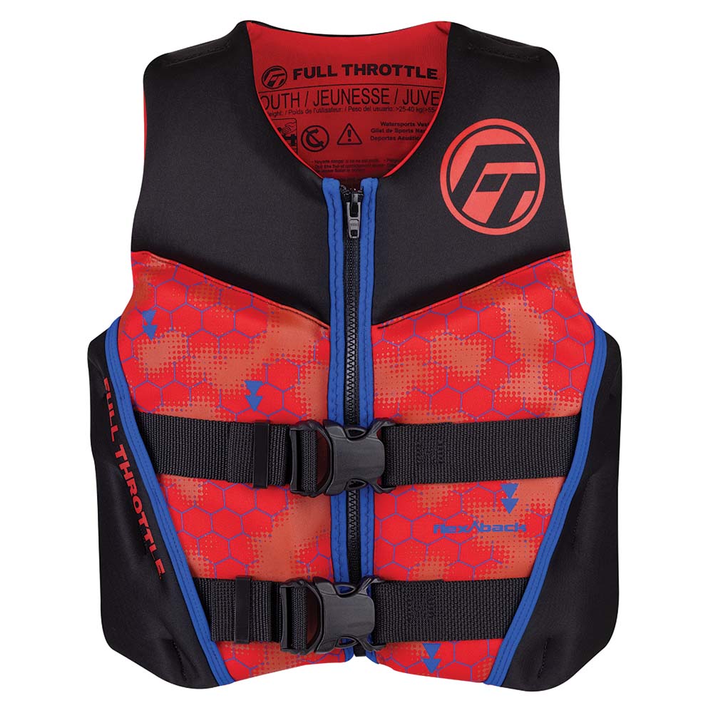 Full Throttle Youth Rapid-Dry Flex-Back Life Jacket - Red/Black - Boat Gear USA