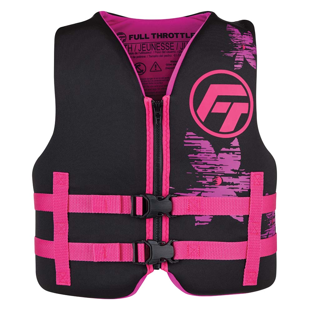 Full Throttle Youth Rapid-Dry Life Jacket - Pink/Black - Boat Gear USA