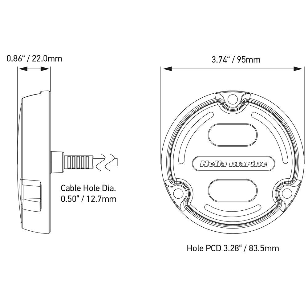 Hella Marine Apelo A2 Blue White Underwater Light - 3000 Lumens - Black Housing - Charcoal Lens w/Edge Light - Boat Gear USA