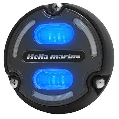 Hella Marine Apelo A2 Blue White Underwater Light - 3000 Lumens - Black Housing - Charcoal Lens w/Edge Light - Boat Gear USA