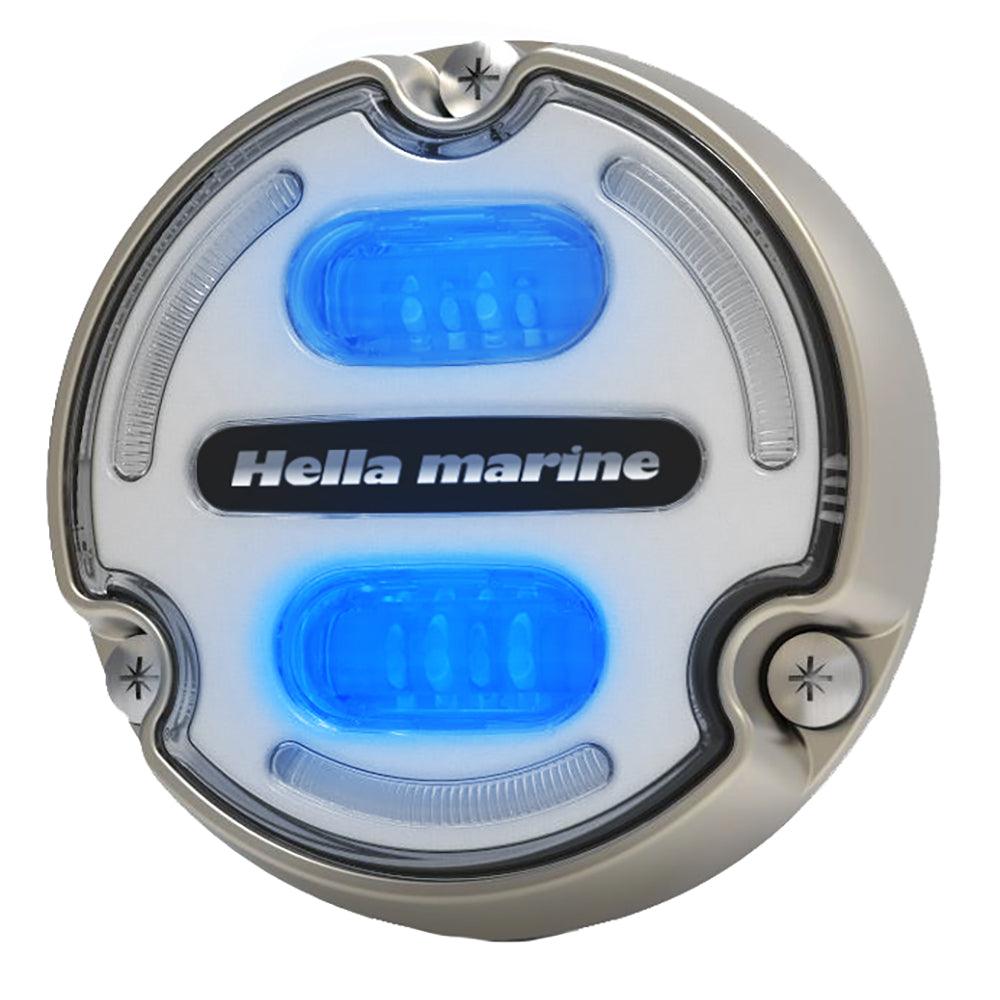 Hella Marine Apelo A2 Blue White Underwater Light - 3000 Lumens - Bronze Housing - White Lens w/Edge Light - Boat Gear USA