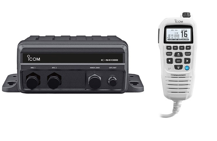 Icom Boom Box Icom M410bb Black Box Vhf With Hm195gw White – Boat Gear USA