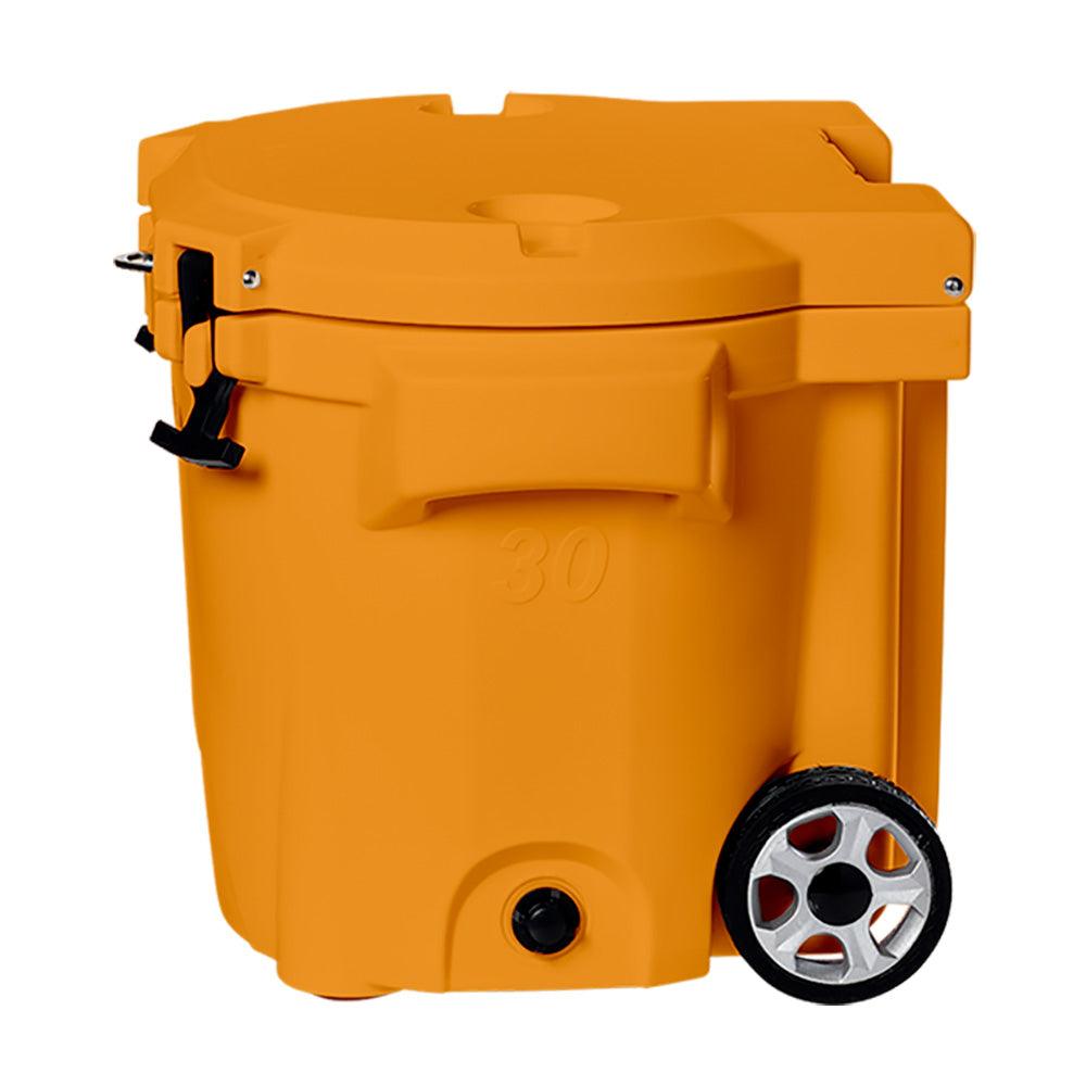 LAKA Coolers 30 Qt Cooler w/Telescoping Handle & Wheels - Orange - Boat Gear USA