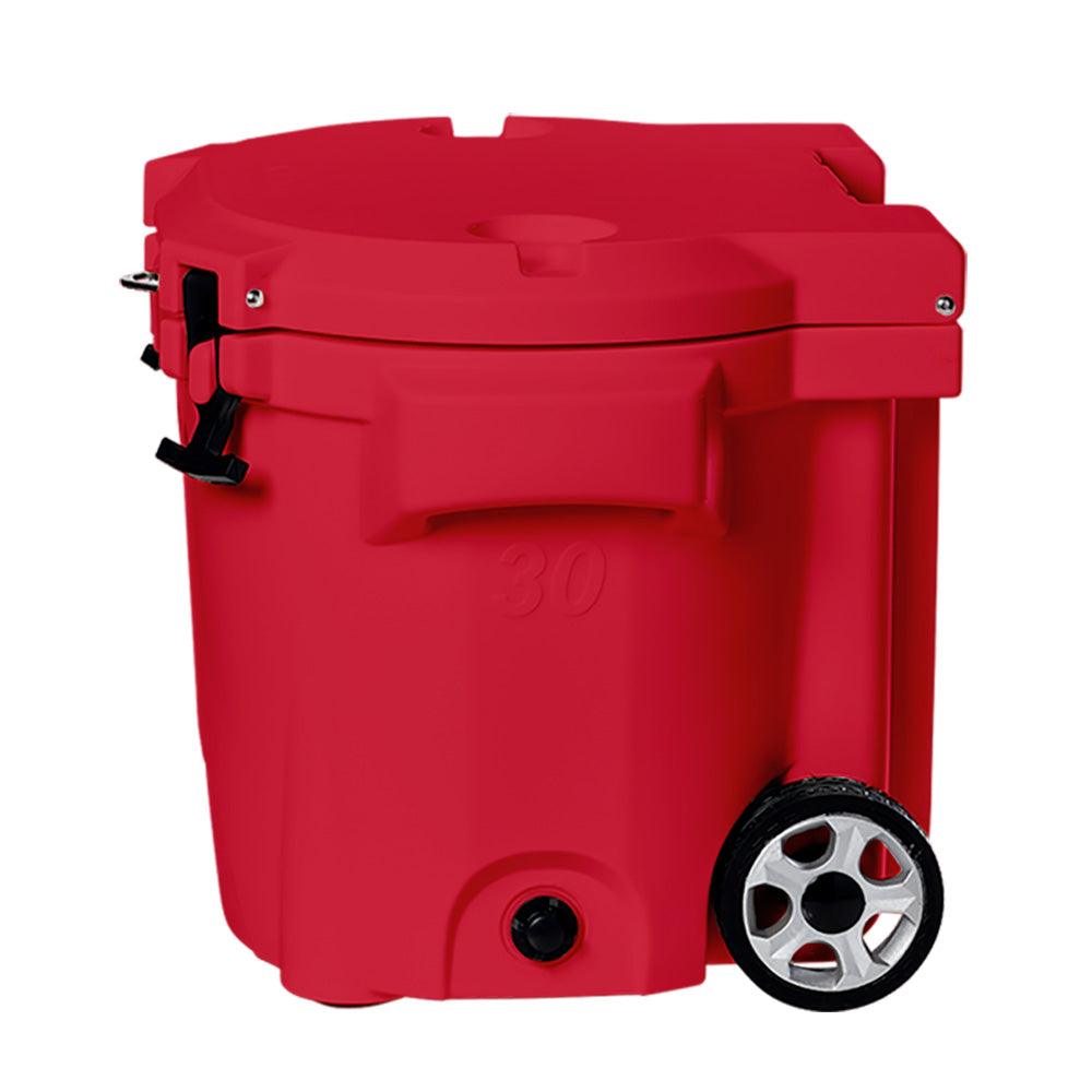 LAKA Coolers 30 Qt Cooler w/Telescoping Handle & Wheels - Red - Boat Gear USA