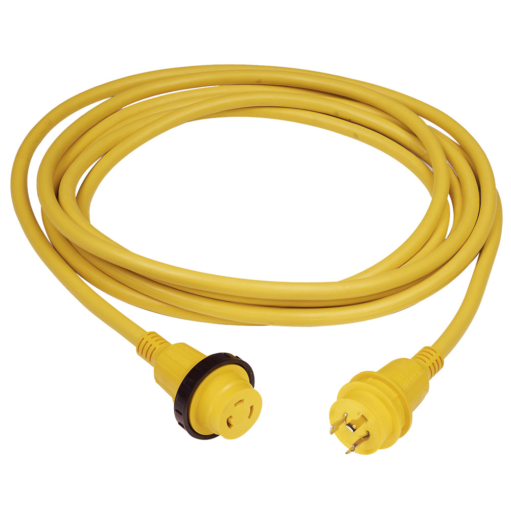 Marinco 30 Amp PowerCord PLUS Cordset w/Power-On LED - Yellow 50ft - Boat Gear USA
