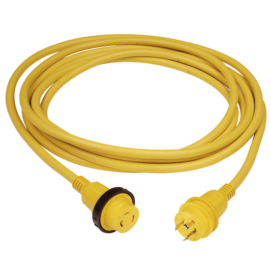 Marinco 30 Amp PowerCord PLUS Cordset w/Power-On LED - Yellow 50ft - Boat Gear USA