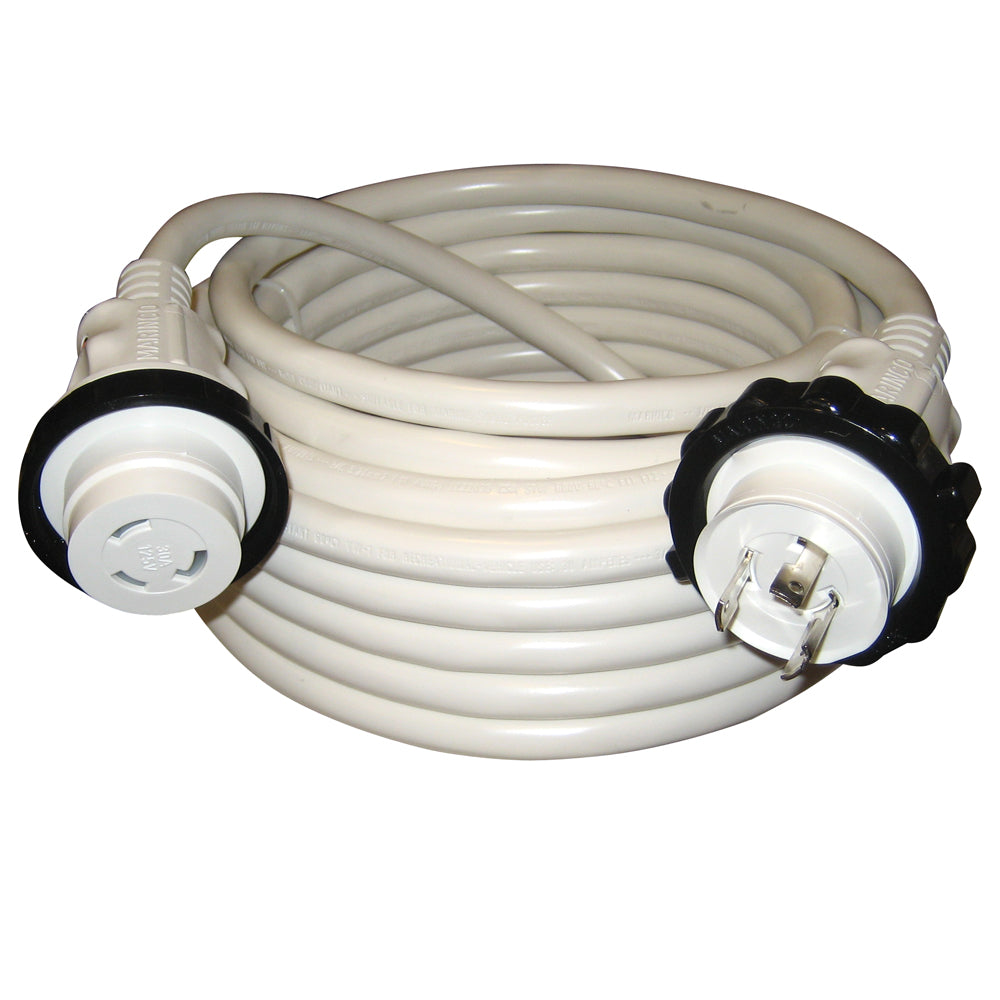 Marinco 30A 125V Molded Standard Cordset - White - 50' - Boat Gear USA