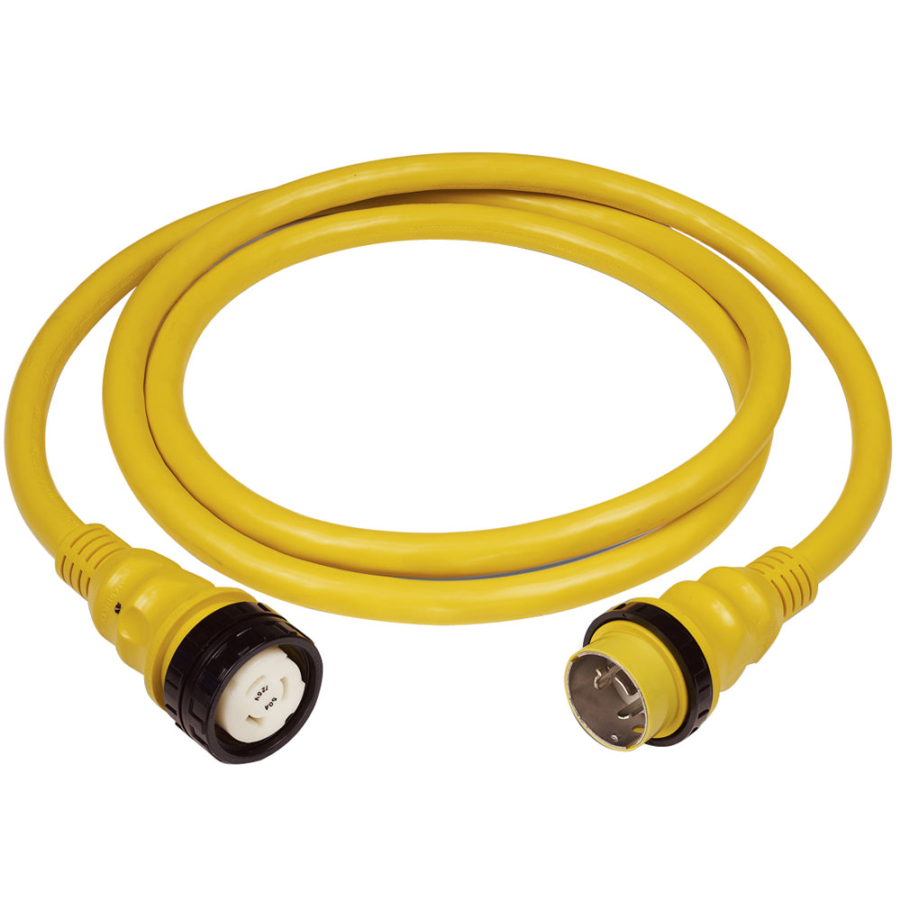 Marinco 50Amp 125/250V Shore Power Cable - 25' - Yellow - Boat Gear USA