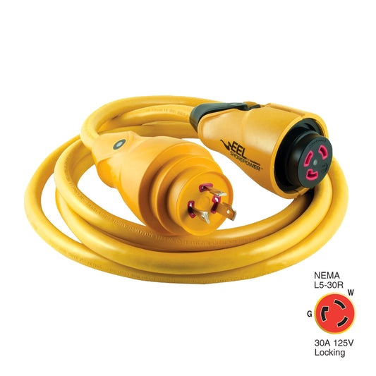 Marinco CS30-12 EEL 30A 125V Shore Power Cordset - 12' - Yellow - Boat Gear USA