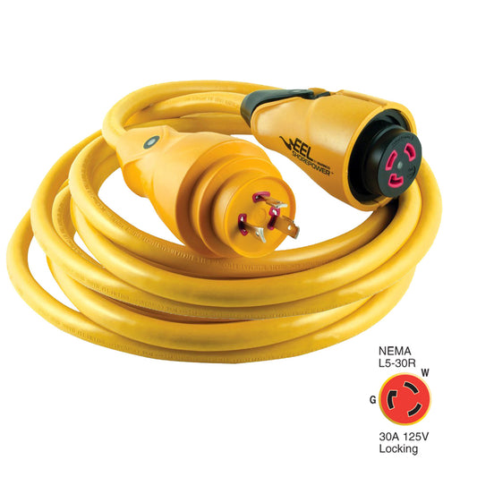 Marinco CS30-25 EEL 30A 125V Shore Power Cordset - 25' - Yellow - Boat Gear USA