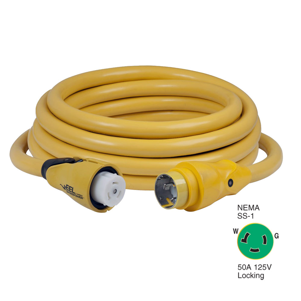 Marinco CS503-25 EEL 50A 125V Shore Power Cordset - 25' - Yellow - Boat Gear USA