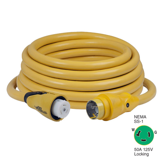 Marinco CS503-50 EEL 50A 125V Shore Power Cordset - 50' - Yellow - Boat Gear USA