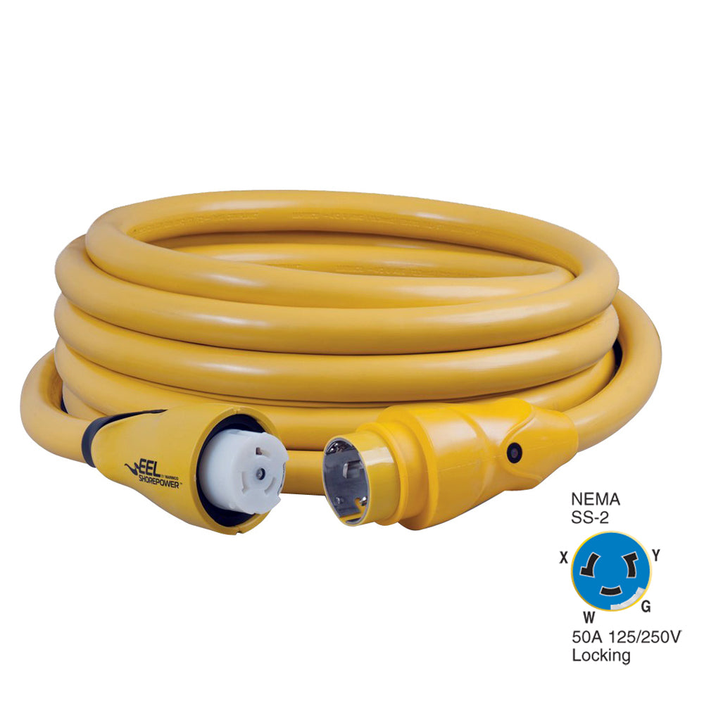 Marinco CS504-25 EEL 50A 125V/250V Shore Power Cordset - 25' - Yellow - Boat Gear USA