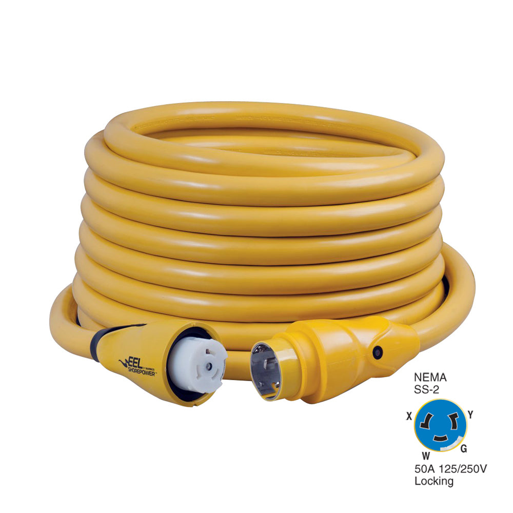 Marinco CS504-50 EEL 50A 125V/250V Shore Power Cordset - 50' - Yellow - Boat Gear USA