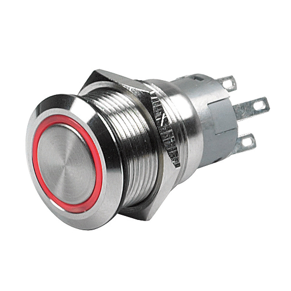 Marinco Push Button Switch - 24V Latching On/Off - Red LED - Boat Gear USA