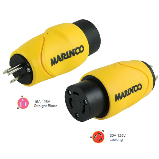 Marinco Straight Adapter 15Amp Straight Male to 30Amp Locking Female Connector - Boat Gear USA