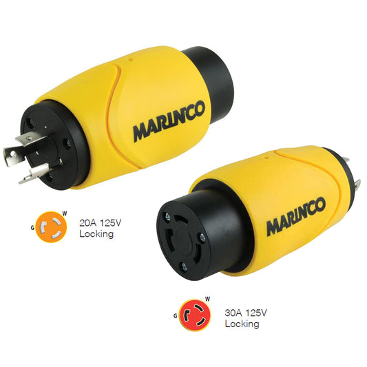 Marinco Straight Adapter 20Amp Locking Male to 30Amp Locking Female Connector - Boat Gear USA