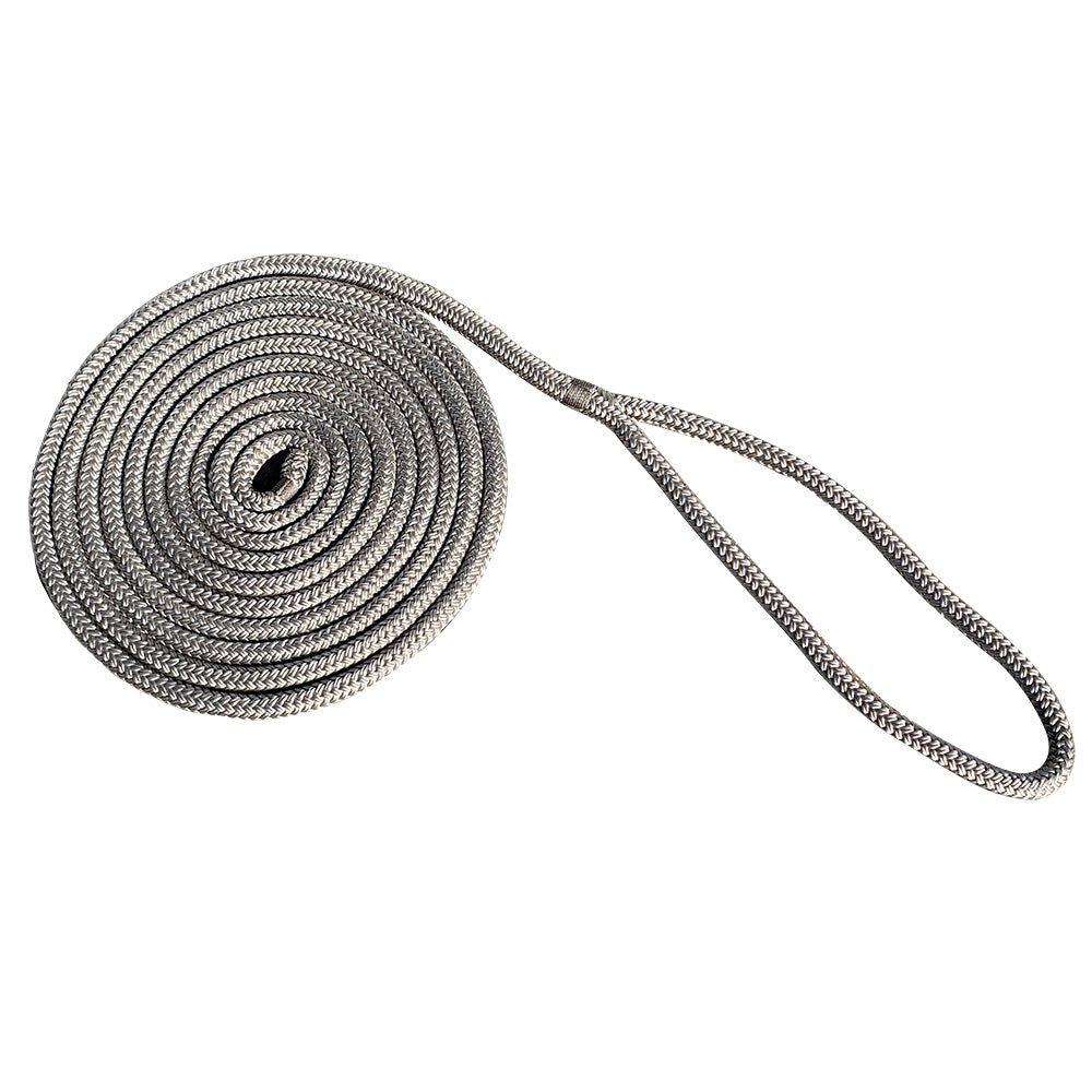 New England Rope 3/4" x 35' Nylon Double Braid Dock Line - Grey - Boat Gear USA