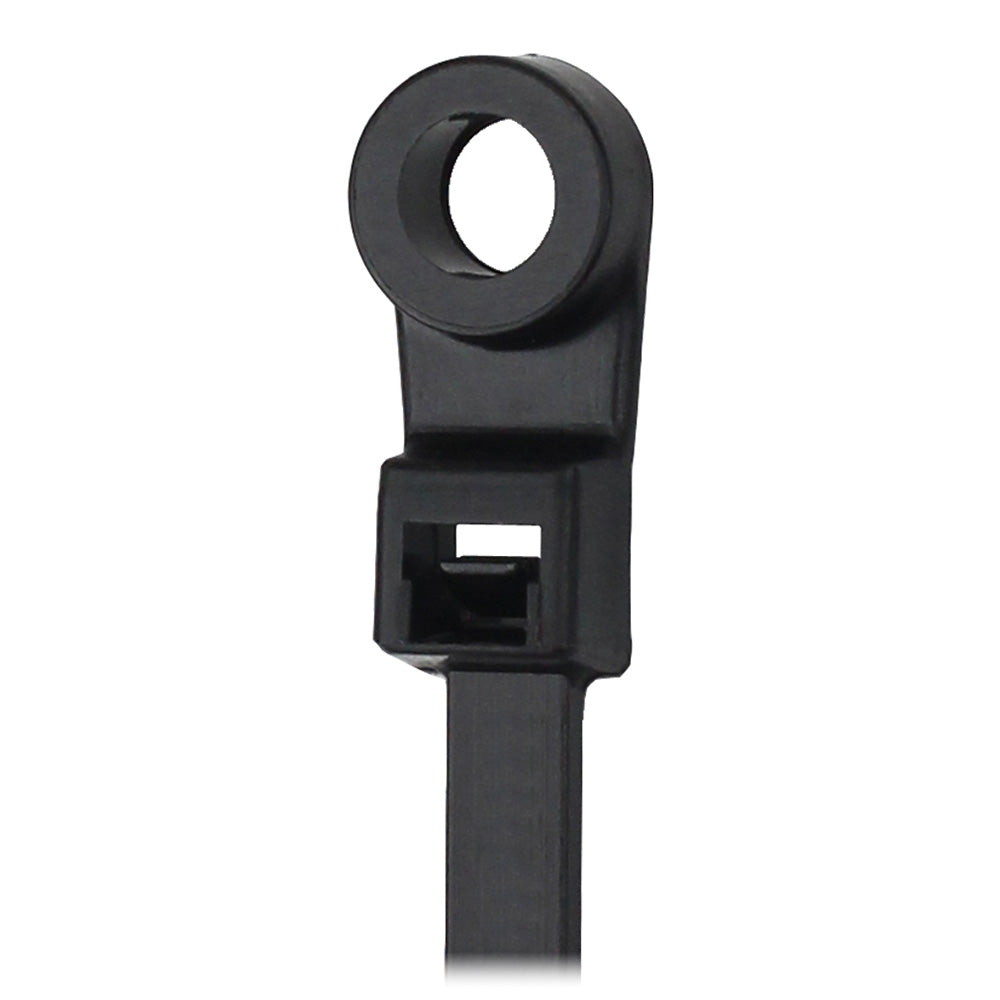 Pacer 8" Cable Tie w/Mounting Ring - Black - 50lb Tensile Strength - 2" Bundle Diameter - 100 Piece Bag - Boat Gear USA