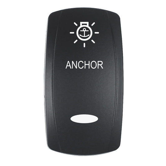 Pacer Actuator - 'ANCHOR' f/V Series Contura Switches - Black - Laser Etched (Top/Bottom Light) - Boat Gear USA