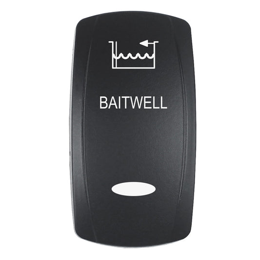 Pacer Actuator - 'BAITWELL' f/V Series Contura Switches - Black - Laser Etched (Top/Bottom Light) - Boat Gear USA