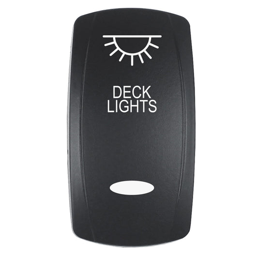 Pacer Actuator - 'DECK LIGHTS' f/V Series Contura Switches - Black - Laser Etched (Top/Bottom Light) - Boat Gear USA