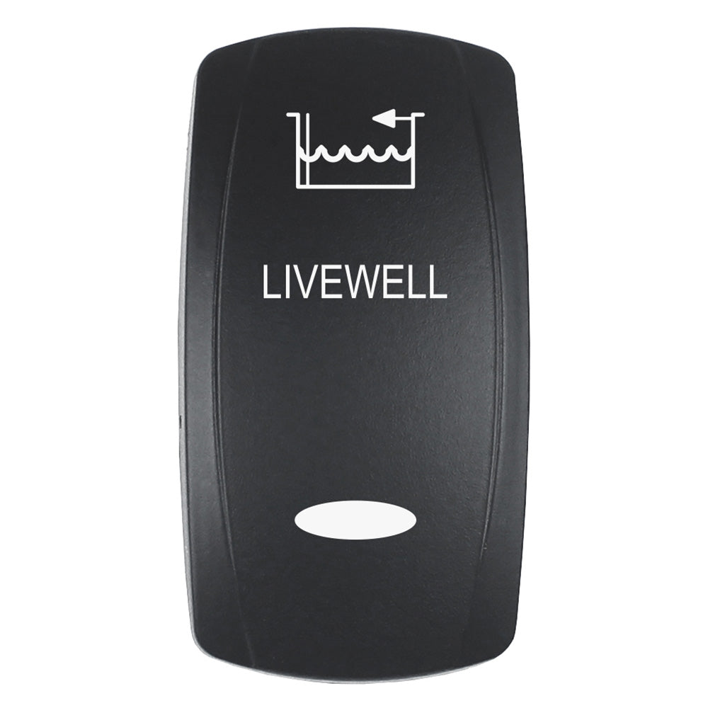 Pacer Actuator - 'LIVEWELL' f/V Series Contura Switches - Black - Laser Etched (Top/Bottom Light) - Boat Gear USA