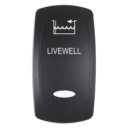 Pacer Actuator - 'LIVEWELL' f/V Series Contura Switches - Black - Laser Etched (Top/Bottom Light) - Boat Gear USA