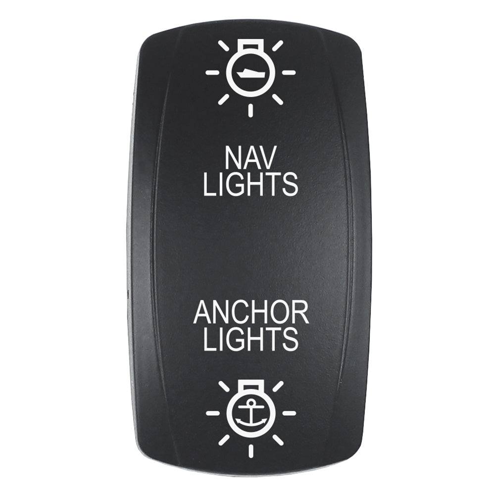 Pacer Actuator - 'NAV/ANC' f/V Series Contura Switches - Black - Laser Etched (Top/Bottom Light) - Boat Gear USA