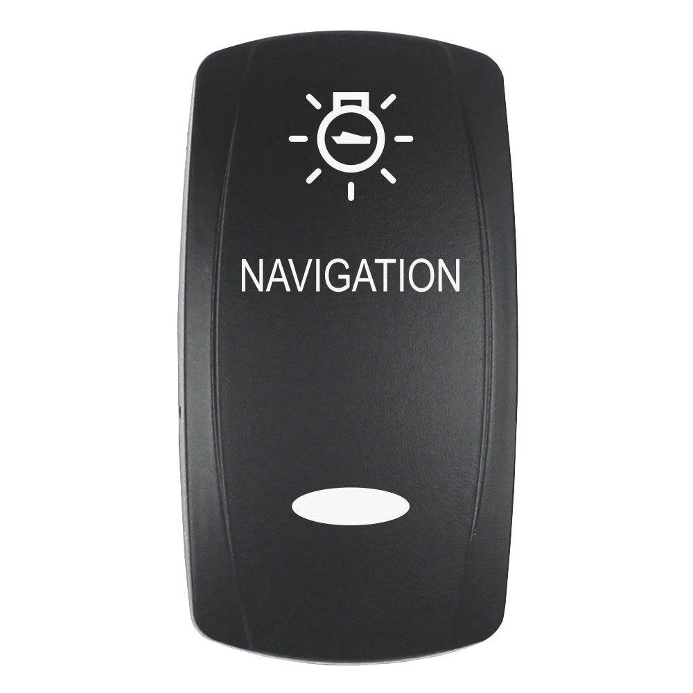 Pacer Actuator - 'NAVIGATION' f/V Series Contura Switches - Black - Laser Etched (Top/Bottom Light) - Boat Gear USA