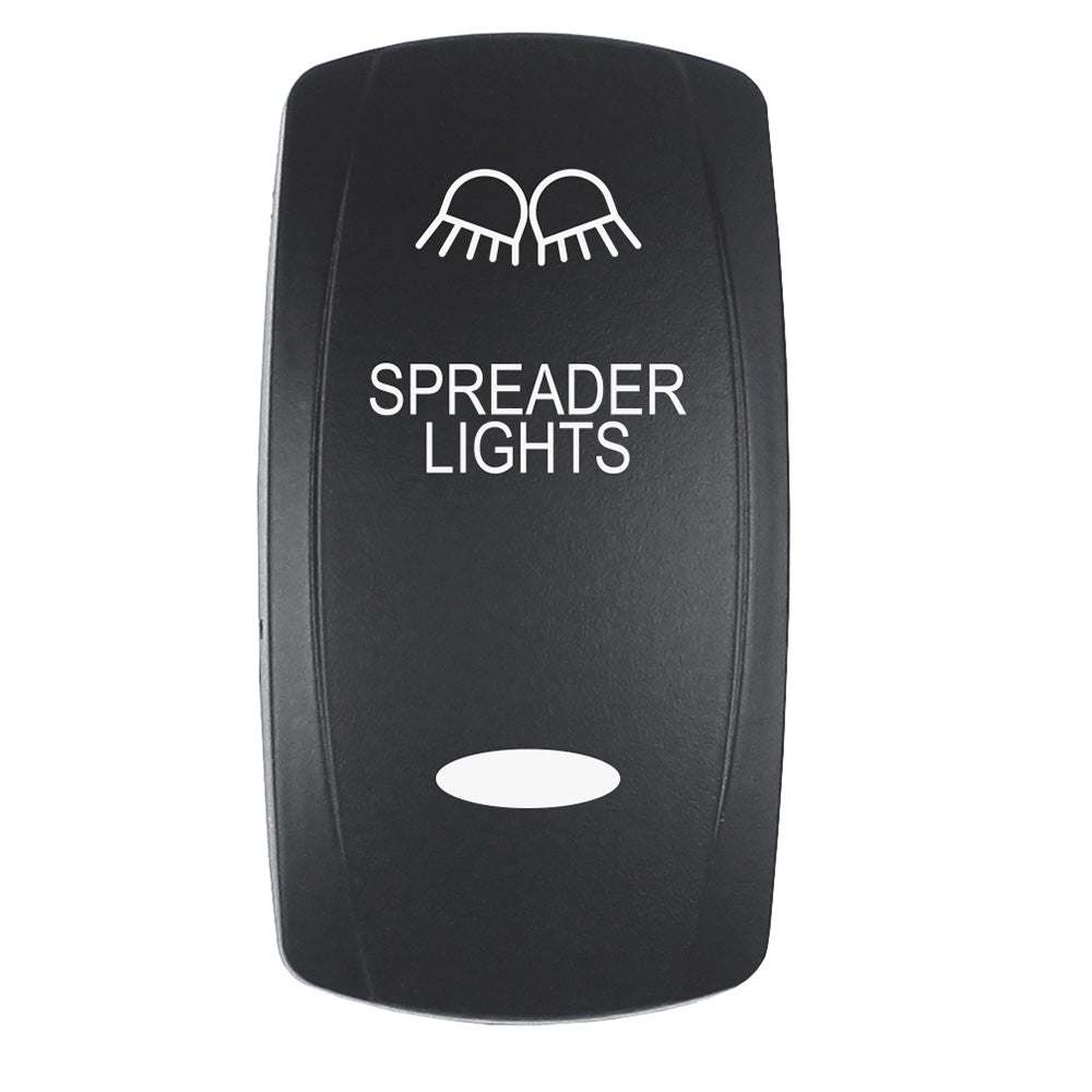 Pacer Actuator - 'SPREADER LIGHTS' f/V Series Contura Switches - Black - Laser Etched (Top/Bottom Light) - Boat Gear USA