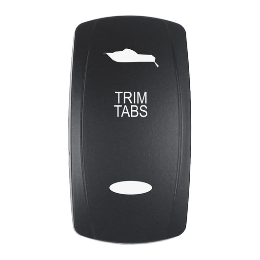 Pacer Actuator - 'TRIM TABS' f/V Series Contura Switches - Black - Laser Etched (Top/Bottom Light) - Boat Gear USA