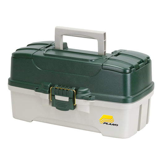 Plano 3-Tray Tackle Box w/Duel Top Access - Dark Green Metallic/Off White - Boat Gear USA