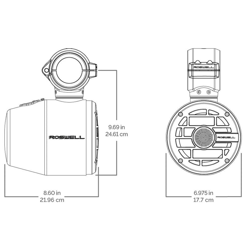 Roswell R 6.5” Tower Speakers - Anthracite Grille - 60W RMS & 120W Peak Power - Boat Gear USA