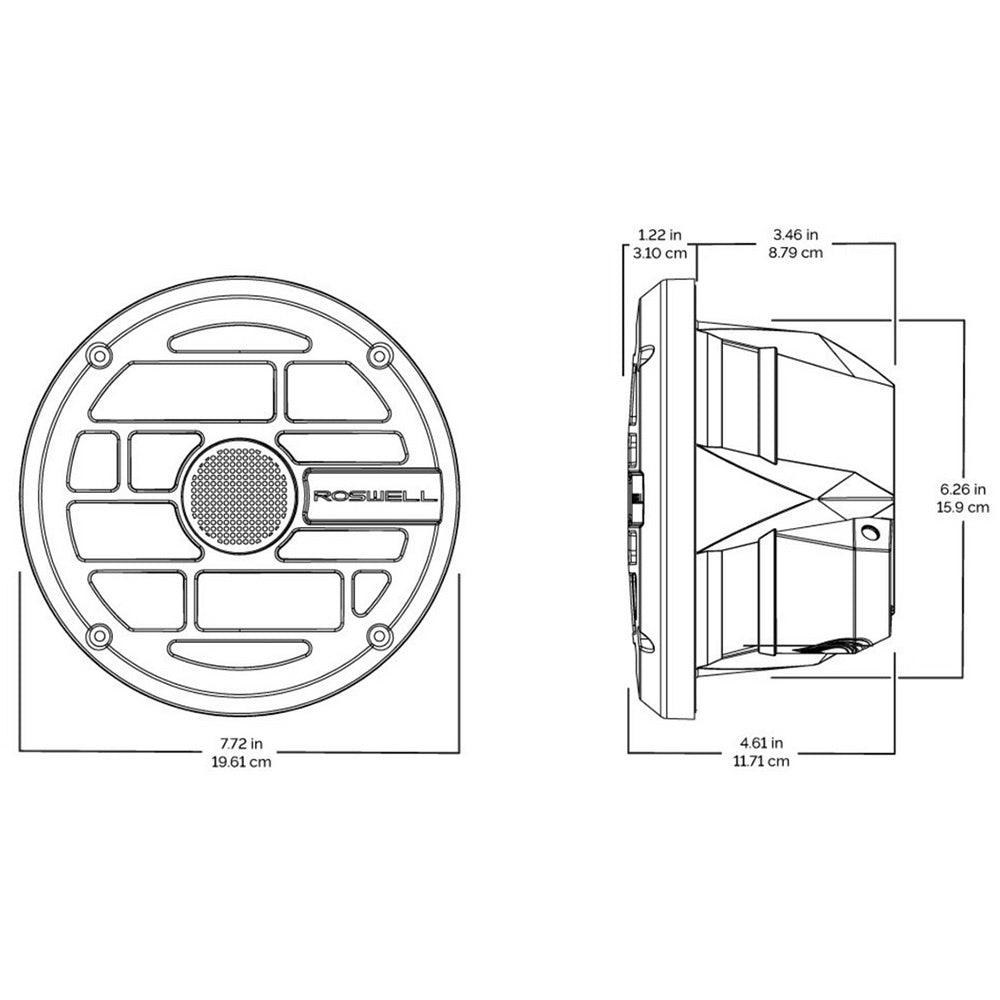 Roswell R Series 6.5” Marine Speakers - Anthracite Grille - 60W RMS & 120W Peak Power - Boat Gear USA