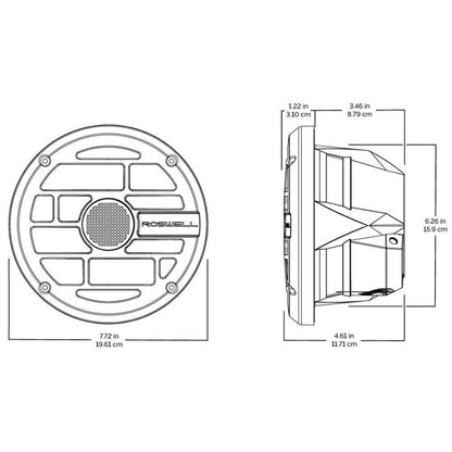 Roswell R Series 6.5” Marine Speakers - Anthracite Grille - 60W RMS & 120W Peak Power - Boat Gear USA