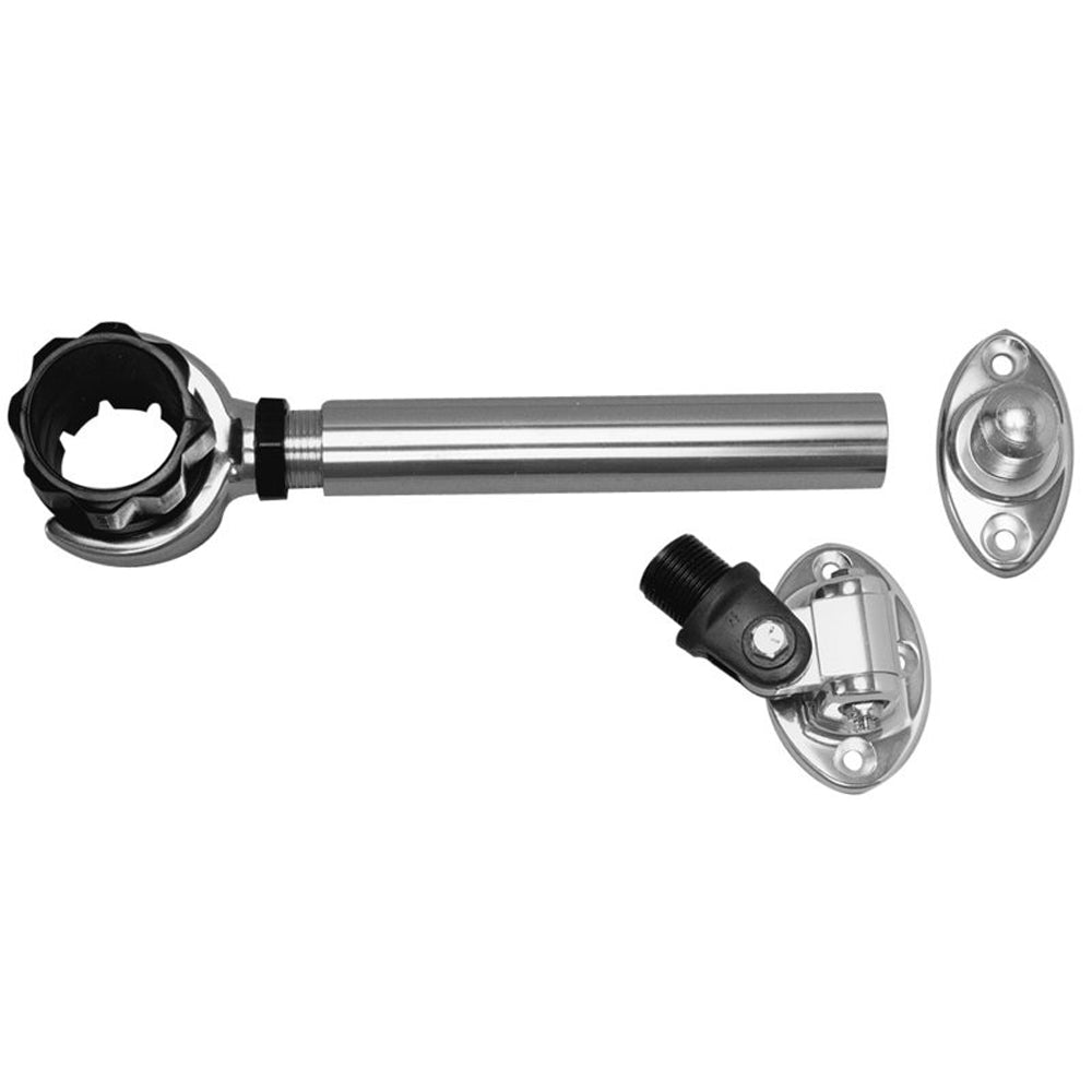 Rupp Threaded Antenna Support w/6" Flat Mount, Oval 4-Way Base & 1.5" Collar - Boat Gear USA