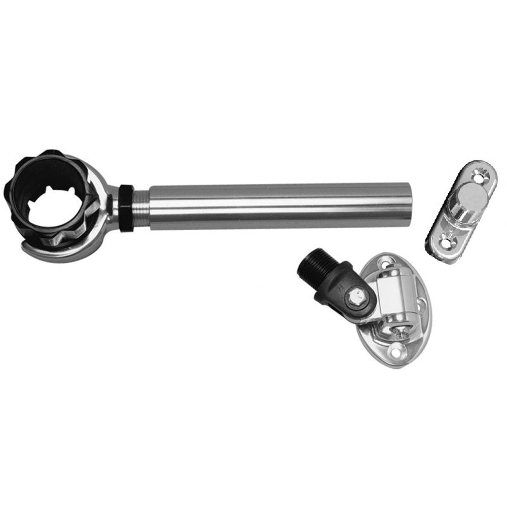 Rupp Threaded Antenna Support w/6" Pipe Mount, Oval 4-Way Base & 1.5" Collar - Boat Gear USA